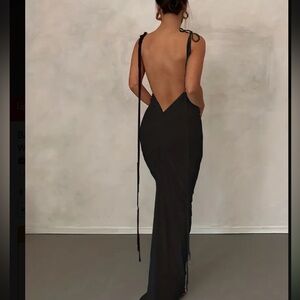 Backless Black Maxi Dress Large